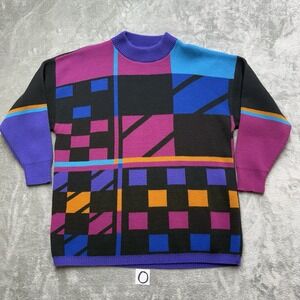 Vintage Fashion Formulas Sweater Women 1X Multicolor Geometric Abstract 90s USA